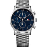 Tommy Hilfiger Oliver Quartz Blue Dial Silver Mesh Bracelet Watch for Men - 1791302 Authentic Buy Shop Now