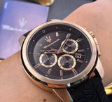 Maserati Successo 44mm Black Rose Gold Dial Black Rubber Strap Watch For Men - R8871621012 Authentic Buy Shop Now