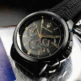 Maserati Successo Black Dial Black Rubber Strap Watch For Men - R8871621011 Authentic Buy Shop Now