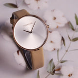 Calvin Klein Full Moon Silver Dial Pink Leather Stap Watch for Women - K8Y236Z6 Authentic Buy Shop Now