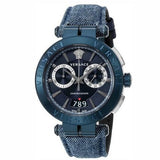 Versace Aion Chronograph Blue Dial Blue Leather Strap Watch for Men - VBR070017 Authentic Buy Shop Now