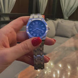 Guess Asset Quartz Blue Dial Silver Steel Strap Watch For Men - GW0575G4 Authentic Buy Shop Now