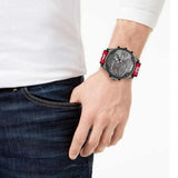 Diesel Mr Daddy 2.0 Chronograph Grey Dial Red Rubber Strap Watch For Men - DZ7423 Authentic Buy Shop Now
