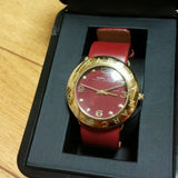 Marc Jacobs Amy Red Dial Burgundy Leather Strap Watch for Women - MBM1152 Authentic Buy Shop Now
