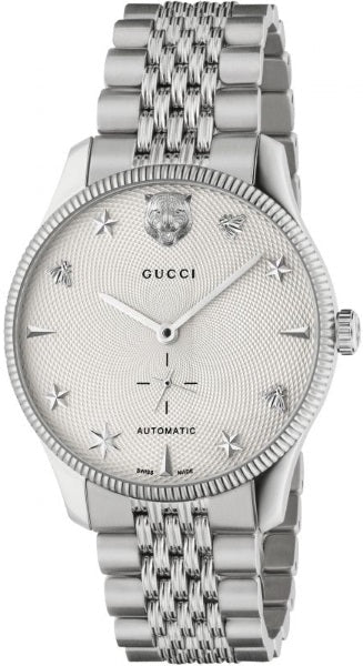 Gucci G Timeless Automatic Silver Dial Silver Steel Strap Watch for Men - YA126354 Authentic Buy Shop Now