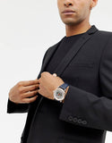 Emporio Armani Meccanico Silver Dial Blue Leather Strap Watch For Men - AR60009 Authentic Buy Shop Now