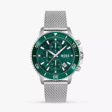 Hugo Boss Admiral Green Dial Silver Mesh Bracelet Watch for Men - 1513905 Authentic Buy Shop Now
