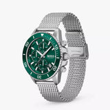 Hugo Boss Admiral Green Dial Silver Mesh Bracelet Watch for Men - 1513905 Authentic Buy Shop Now