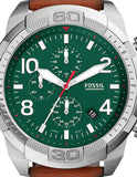 Fossil Bronson Chronograph Green Dial Brown Leather Strap Watch for Men - FS5738 Authentic Buy Shop Now