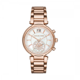 Michael Kors Sawyer Mother of Pearl White Dial Rose Gold Steel Strap Watch for Women - MK6282 Authentic Buy Shop Now