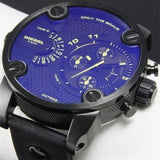 Diesel Little Daddy Blue Dial Black Leather Strap Watch For Men - DZ7257 Authentic Buy Shop Now