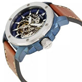 Fossil Modern Machine Automatic Skeleton Silver Dial Brown Leather Strap Watch for Men - ME3135 Authentic Buy Shop Now