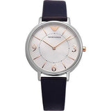 Emporio Armani Kappa White Mother of Pearl Dial Black Leather Strap Watch For Women - AR2509 Authentic Buy Shop Now