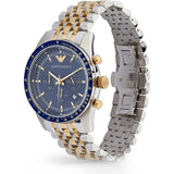 Emporio Armani Tazio Chronograph Blue Dial Gold & Silver Stainless Steel Strap Watch For Men - AR8030 Authentic Buy Shop Now