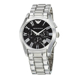 Emporio Armani Valente Chronograph Black Dial Silver Stainless Steel Watch For Men - AR0673 Authentic Buy Shop Now