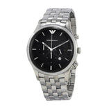 Emporio Armani Chronograph Black Dial Silver Steel Strap Watch For Men - AR11017 Authentic Buy Shop Now
