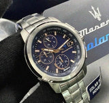 Maserati Successo 44mm Solar Blue Stainless Steel Watch For Men - R8873645004 Authentic Buy Shop Now