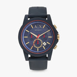 Armani Exchange Outerbanks Chronograph Blue Dial Blue Silicone Strap Watch For Men - AX1335 Authentic Buy Shop Now