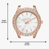Michael Kors Lilane Three Hand Mother of Pearl White Dial Rose Gold Steel Strap Watch For Women - MK4557 Authentic Buy Shop Now