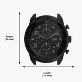 Fossil Bronson Chronograph Black Dial Black Leather Strap Watch for Men - FS5874 Authentic Buy Shop Now