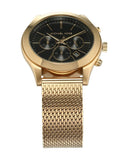 Michael Kors Slim Runway Chronograph Black Dial Gold Mesh Strap Watch For Men - MK9057 Authentic Buy Shop Now
