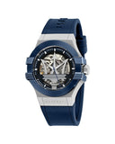 Maserati Potenza Skeleton Dial Quartz Blue Silicon Watch For Men - R8821108028 Authentic Buy Shop Now
