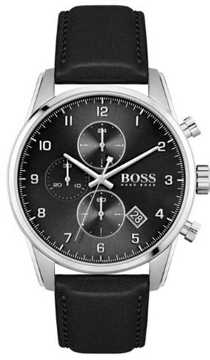Hugo Boss Skymaster Black Dial Black Leather Strap Watch for Men - 1513782 Authentic Buy Shop Now
