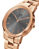 Daniel Wellington Iconic Link Grey Dial Rose Gold Steel Strap Watch For Women - DW00100332 Authentic Buy Shop Now