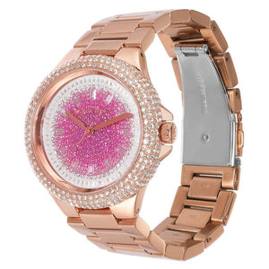 Michael Kors Camille Analog Pink Dial Rose Gold Steel Strap Watch for Women - MK7340 Authentic Buy Shop Now
