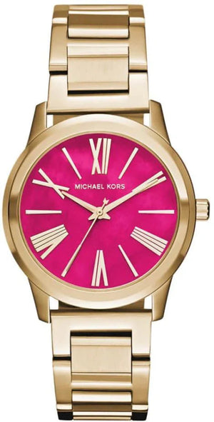 Michael Kors Hartman Quartz Pink Dial Gold Steel Strap Watch For Women - MK3520 Authentic Buy Shop Now