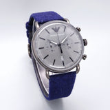 Emporio Armani Aviator Quartz Grey Dial Blue Fabric Strap Watch For Men - AR11144 Authentic Buy Shop Now