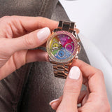 Guess Confetti Multifunction Multicolor Dial Rose Gold Steel Strap Watch For Women - GW0483L3 Authentic Buy Shop Now