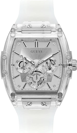 Guess Phoenix Multi Function Silver Dial White Rubber Strap Watch for Men - GW0203G1 Authentic Buy Shop Now