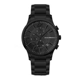 Emporio Armani Renato Chronograph Mother of Pearl Black Dial Black Steel Strap Watch For Men - AR11275 Authentic Buy Shop Now