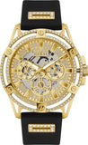 Guess King Quartz Crystals Gold Dial Black Silicone Strap Watch For Men - GW0537G2 Authentic Buy Shop Now