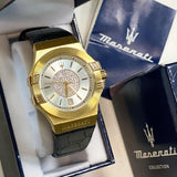 Maserati Potenza Diamonds Silver Dial Black Leather Strap Watch For Women - R8851108505 Authentic Buy Shop Now