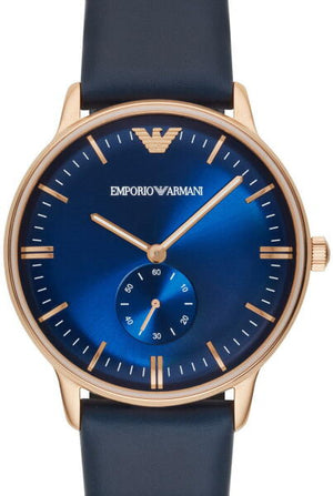 Emporio Armani Classic Quartz Blue Dial Blue Leather Strap Watch For Men - AR2071 Authentic Buy Shop Now