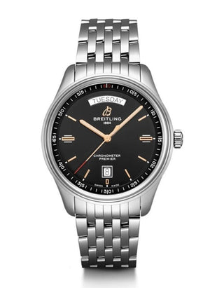 Breitling Premier Automatic 40mm Day & Date Black Dial Silver Steel Strap Mens Watch - A45340241B1A1 Authentic Buy Shop Now