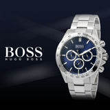 Hugo Boss Ikon Blue Dial Silver Steel Strap Watch for Men - 1512963 Authentic Buy Shop Now