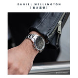 Daniel Wellington Iconic Chronograph Link Black Dial Silver Steel Strap Watch For Men - DW00100645 Authentic Buy Shop Now