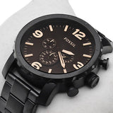 Fossil Nate Chrongraph Ion Plated Black Dial Black Steel Strap Watch for Men - JR1356 Authentic Buy Shop Now