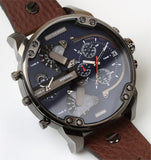 Diesel Mr Daddy Chronograph Blue Dial Brown Leather Strap Watch For Men - DZ7314 Authentic Buy Shop Now