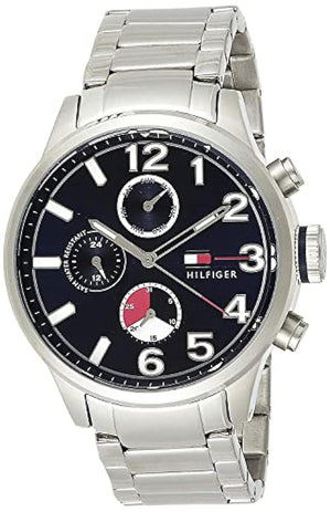 Tommy Hilfiger Jackson Chronograph Blue Dial Silver Steel Strap Watch for Men - 1791242 Authentic Buy Shop Now