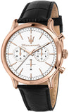 Maserati Epoca Chronograph White Dial Black Leather Strap Watch For Men - R8871618016 Authentic Buy Shop Now