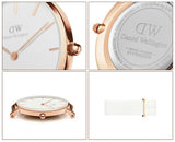 Daniel Wellington Petite Dover Quartz White Dial White NATO Strap Watch For Women - DW001000313 Authentic Buy Shop Now