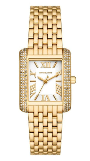 Michael Kors Emery Pave Double Wrap White Dial Gold Steel Strap Watch for Women - MK4833 Authentic Buy Shop Now
