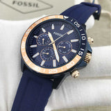 Fossil Bannon Multifunction Blue Dial Blue Silicone Strap Watch for Men - BQ2498 Authentic Buy Shop Now