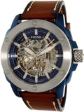 Fossil Modern Machine Automatic Skeleton Silver Dial Brown Leather Strap Watch for Men - ME3135 Authentic Buy Shop Now
