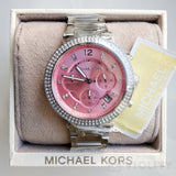 Michael Kors Parker Chronograph Pink Dial Silver Steel Strap Watch For Women - MK6105 Authentic Buy Shop Now