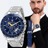 Maserati Traguardo Chronograph Modena Edition Blue Dial Silver Steel Strap Watch For Men - R8871612039 Authentic Buy Shop Now